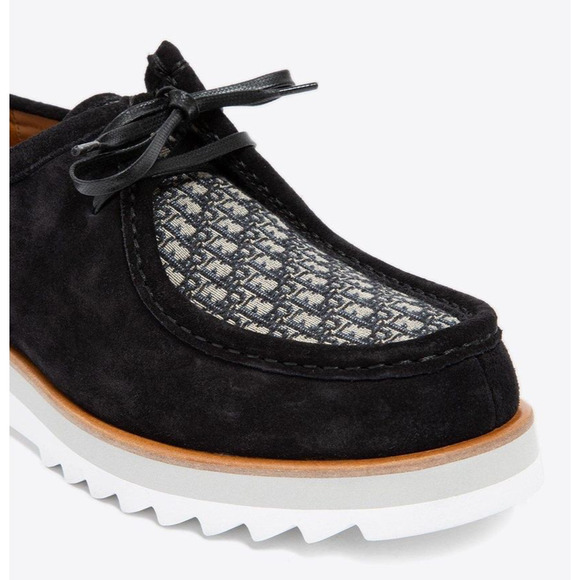 Dior Mens Explorer Boat Shoe Black Suede Blue Oblique Logo Lace Up Loafer 44 11 - Picture 4 of 15